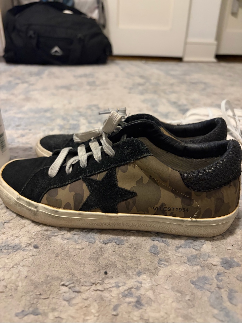 Vintage Havana Corporal Low Top Camo Star Sneaker Black Suede Toe Women Size 7